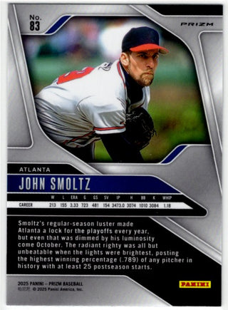 John Smoltz 2025 Panini Blue Cracked Ice Prizm Card #83