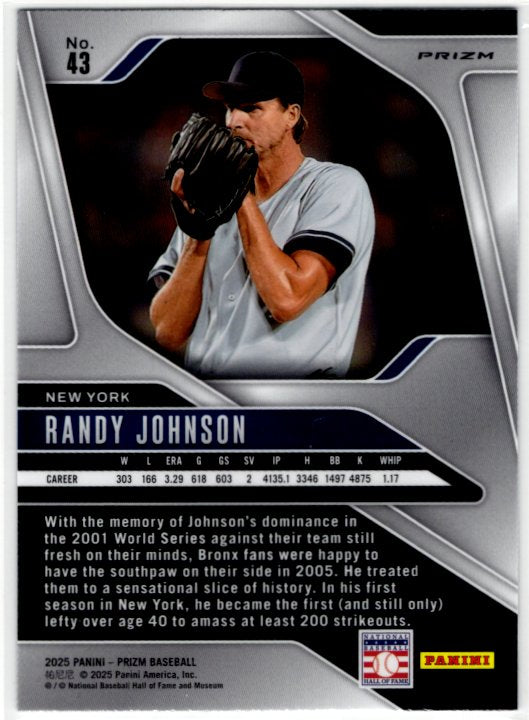 Randy Johnson 2025 Panini Blue Cracked Ice Prizm Card #43