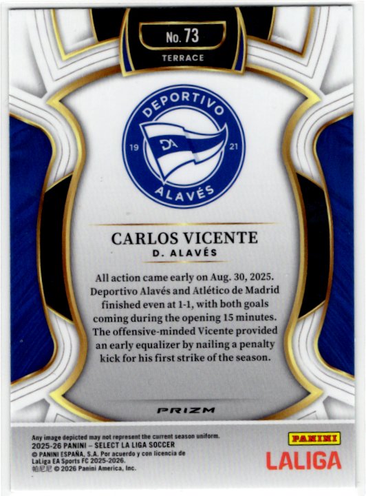 Carlos Vicente 2025-26 Panini Select La Liga Green Cracked Ice Card #73