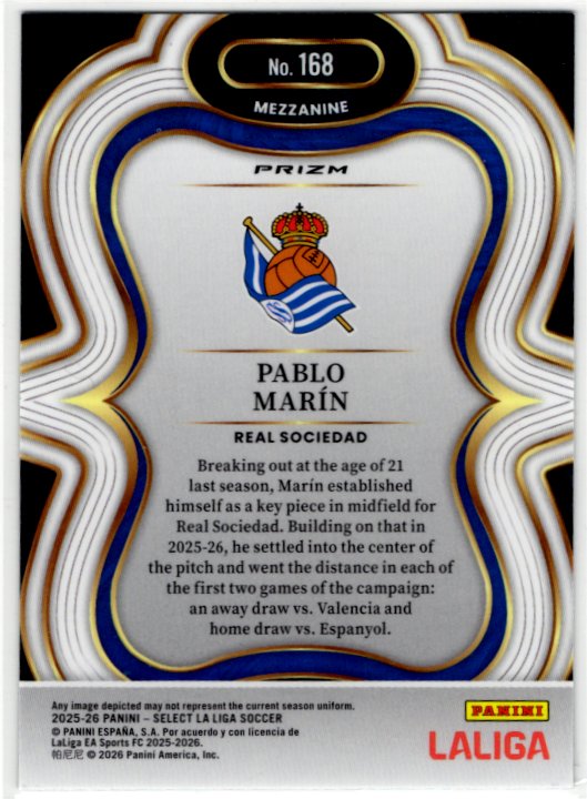 Pablo Marin 2025-26 Panini Select La Liga Green Cracked Ice Card #168