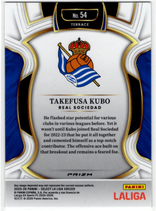Takefusa Kubo 2025-26 Panini Select La Liga Green Cracked Ice Card #54