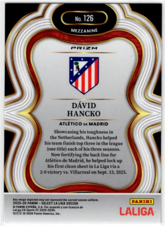 David Hancko 2025-26 Panini Select La Liga Green Cracked Ice Card #126