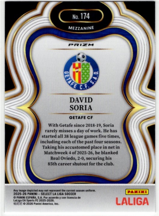 David Soria 2025-26 Panini Select La Liga Green Cracked Ice Card #174