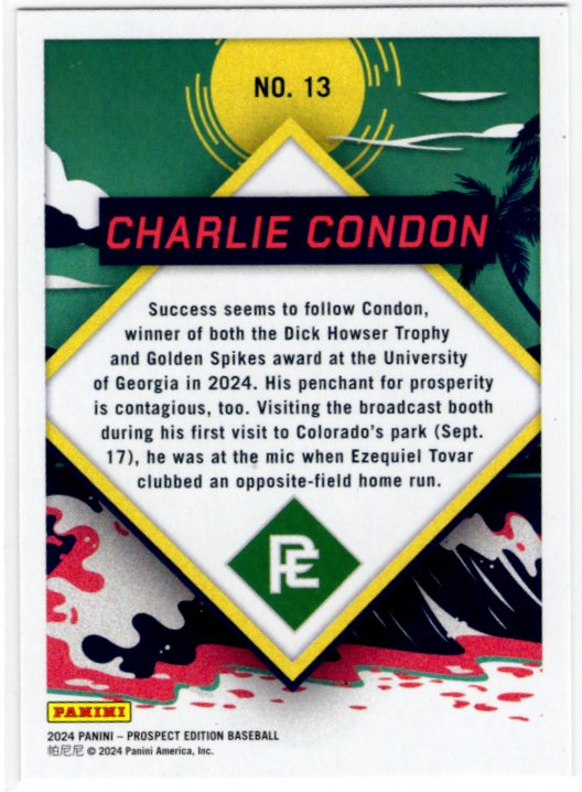 Charlie Condon 2024 Panini Prospect Edition #13