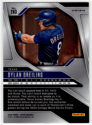 Dylan Dreiling 2025 Panini Silver Prizm Card #283