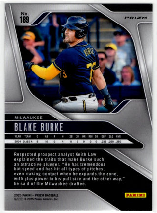 Blake Burke 2025 Panini Silver Prizm Card #189