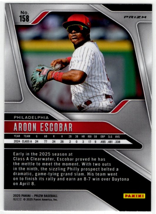 Aroon Escobar 2025 Panini Silver Prizm Card #158