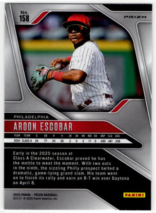 Aroon Escobar 2025 Panini Silver Prizm Card #158