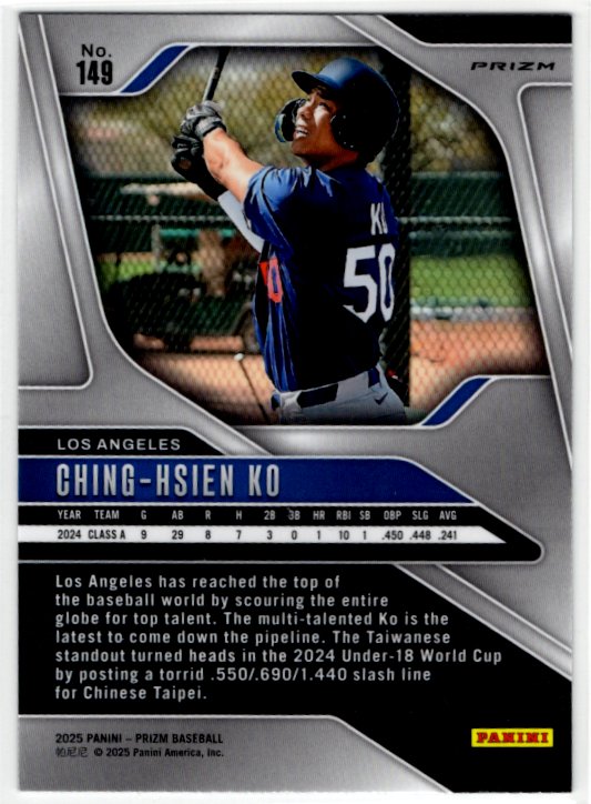 Ching-Hsien Ko 2025 Panini Blue Cracked Ice Prizm Card #149