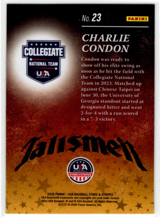 Charlie Condon 2024 Panini Stars Stripes Prizm Card #23