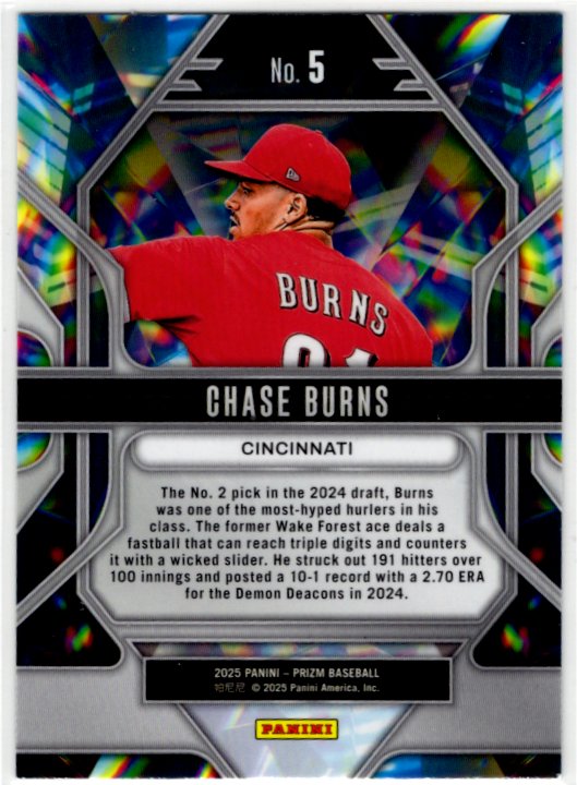Chase Burns 2025 Panini Priszmatic Prizm Card #5