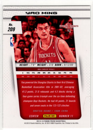 Yao Ming 2013-14 Panini Silver Prizm Card #209