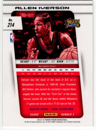 Allen Iverson 2013-14 Panini Silver Prizm Card #214