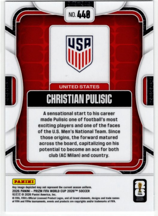 Christian Pulisic 2025-26 Panini Prizm Fifa World Cup #440