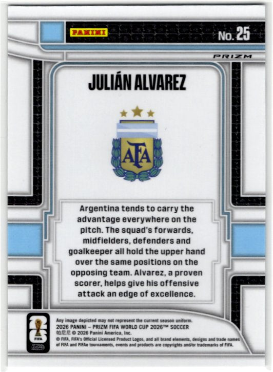 Julian Alvarez 2026 Panini Silver Prizm Fifa Scorers Club #25