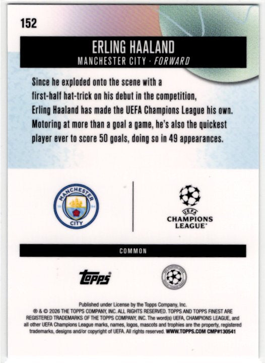 Erling Haaland 2026 Topps Finest UEFA Clubs Competitions #152