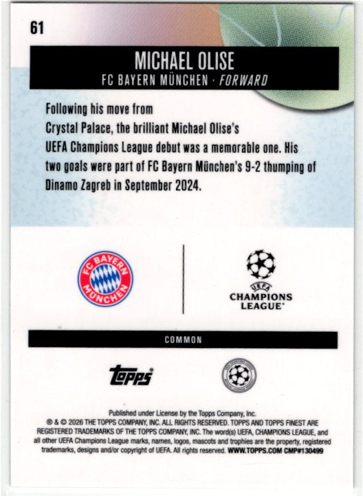 Michael Olise 2026 Topps Finest UEFA Clubs Competitions #61