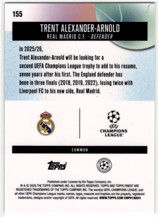 Trent Alexander-Arnold 2026 Topps Finest UEFA Clubs Competitions #155