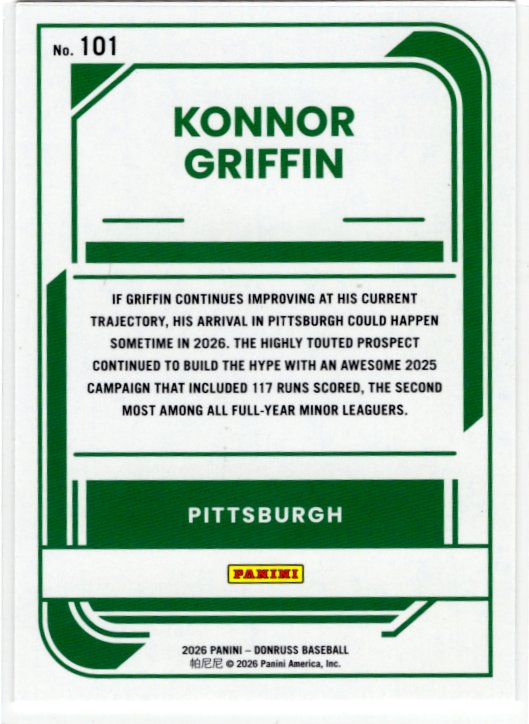 Konnor Griffin 2025-26 Panini Donruss Rated Prospect RC #101