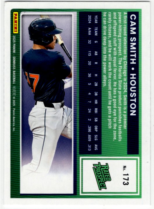 Cam Smith 2026 Panini Donruss Rated Prospect RC #173