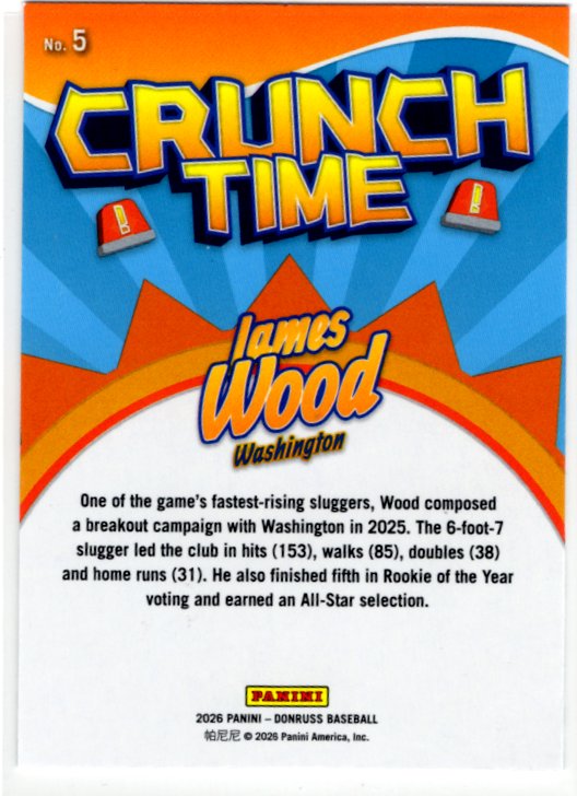 James Wood 2026 Panini Donruss Crunch Time Card #5