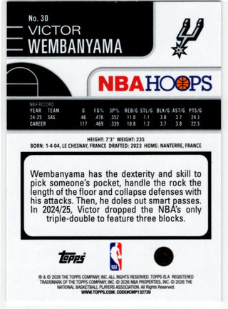 Victor Wembanyama 2023 Topps Hoops NBA Hoops Card #30