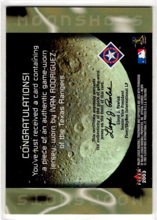 Ivan Rodriguez 2003 Fleer Ultra Moonshots Game-Worn Jersey Card