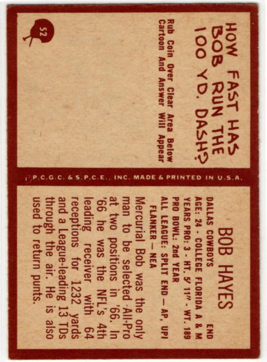 Bob Hayes 1967 Philadelphia Card #52