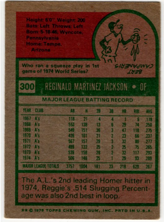 Reggie Jackson 1975 Topps #300