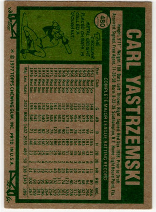 Carl Yastrzemski 1977 Topps Card #480