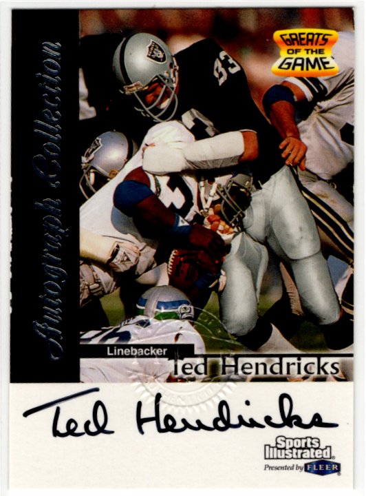 Ted Hendricks 1999 Fleer Greats Of The Game Autographed Card