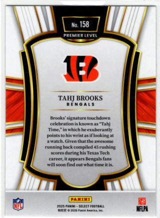 Tahj Brooks 2025 Panini Select Premier Level RC #158 Rookie Card