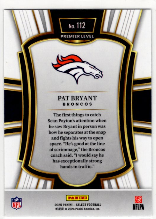 Pat Bryant 2025 Panini Select Premier Level #112 RC Card