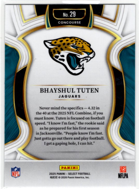 Bhayshul Tuten 2025 Panini Select Concourse Silver Card #29
