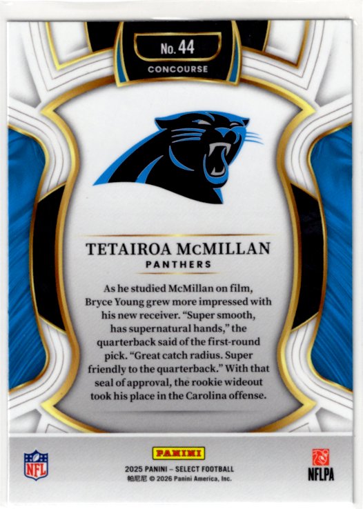 Tetairoa McMillian 2025 Panini Select Concourse Silver RC Card #44