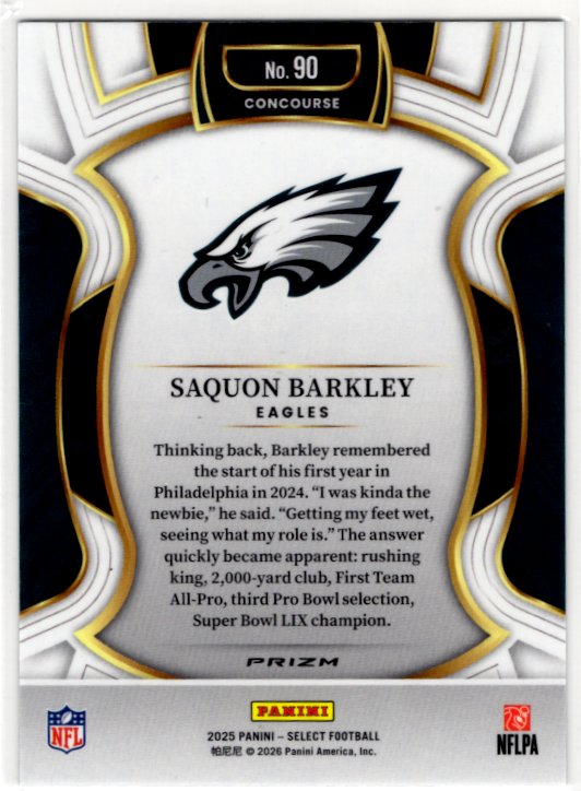 Saquon Barkley 2025 Panini Select Concourse Silver RC Card #90