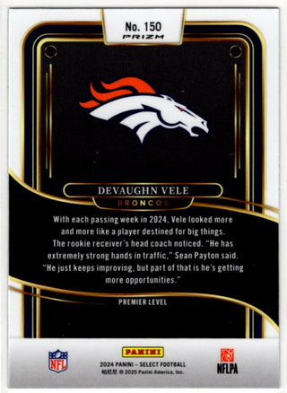 Devaughn Vele 2024 Panini Select Silver Prizm RC Card #150