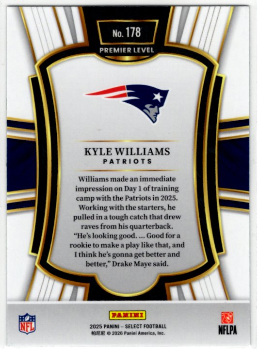 Kyle Williams 2025 Panini Select Premier Level RC Card #178