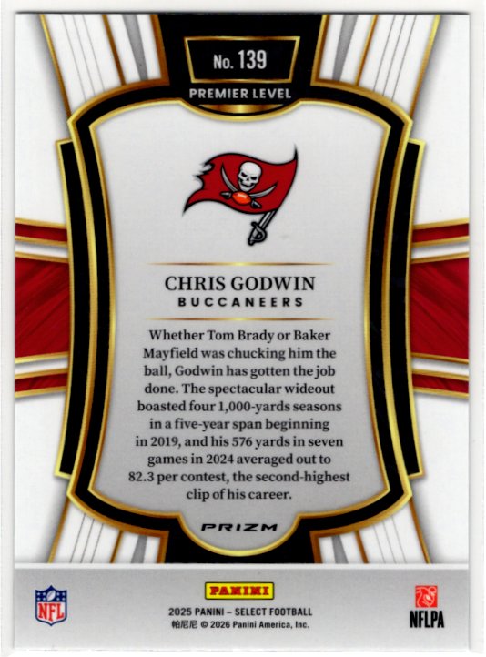 Chris Godwin 2025 Panini Select Premier Level Silver Prizm Card #139