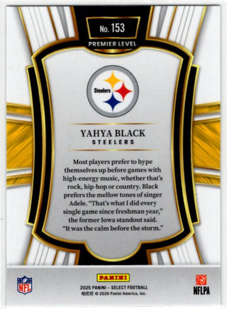 Yahya Black 2025 Panini Select Premier Level Silver Prizm Card #153