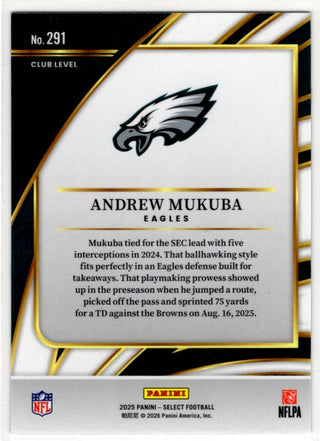 Andrew Mukuba 2025 Panini Select Club Level RC Card #291