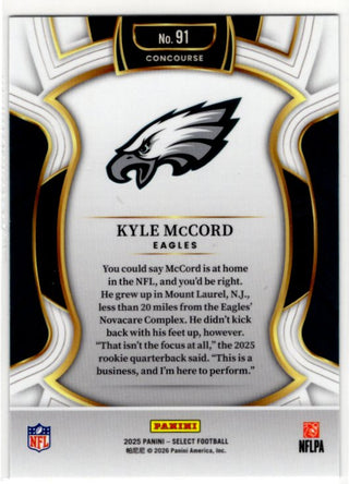 Kyle McCord 2025 Panini Select Concourse RC Card #91