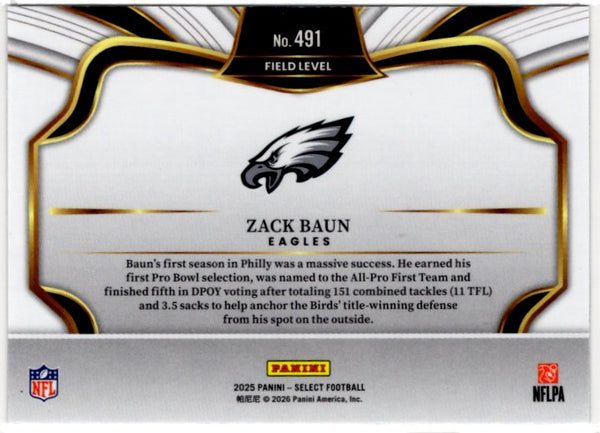 Zack Baun 2025 Panini Select Field Level RC Card #491