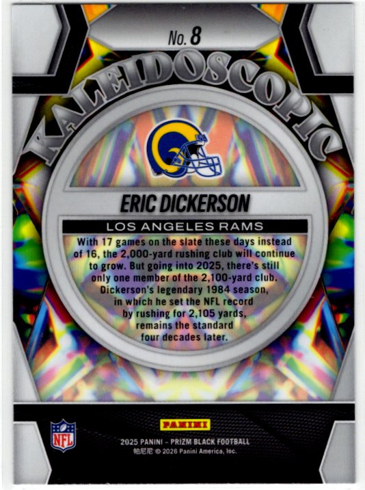 Eric Dickerson 2025 Panini Kaleidoscopic Prizm Black Card #8