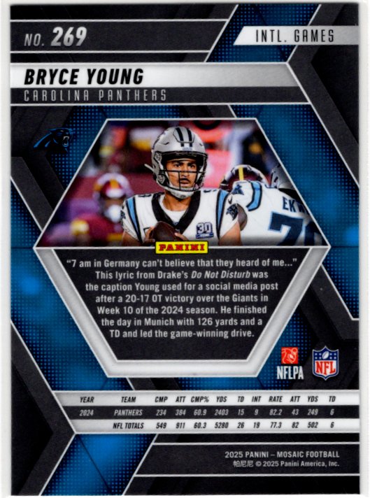 Bryce Young 2025 Panini Mosiac Germany Games Card #269