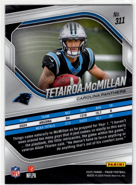 Tetairoa McMillan 2025 Panini Prizm RC Card #311