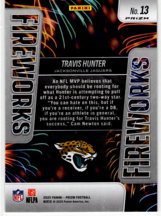 Travis Hunter 2025 Panini Prizm Card Fireworks #13