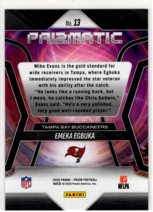 Emeka Egbuka 2025 Panini Priszmatic Prizm RC Card #13