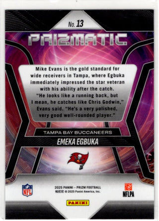 Emeka Egbuka 2025 Panini Priszmatic Prizm RC Card #13