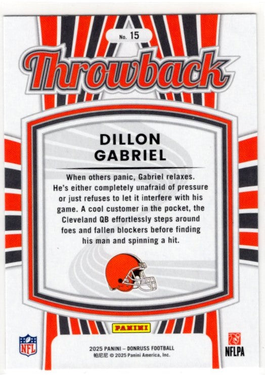 Dillon Gabriel 2025 Panini Donruss Rated Rookie Throwback Card #15